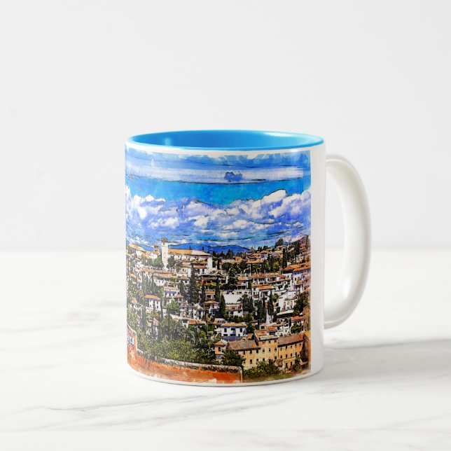 Tasse 2 Couleurs El Albayzín, Grenade, Andalousie, Espagne. (Devant droit)