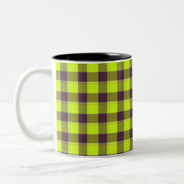 Tasse 2 Couleurs Electric Lime and Livid Brown Plaid