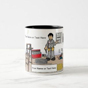 Tasse 2 Couleurs Electricien personnalisé - Cartographie masculine