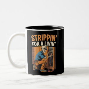 Tasse 2 Couleurs Électricien squelette drôle qui voyage pour vivre