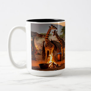 Tasse 2 Couleurs Elégance dans la nature : Giraffe majestueuse Silh