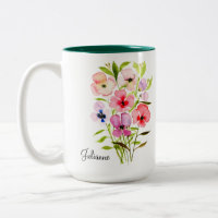 Élégant Fleur sauvage aquarelle avec nom