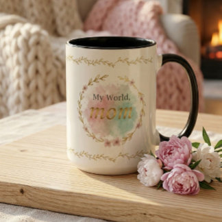 Tasse 2 Couleurs Elegant Floral Mom Quote Watercolor Design