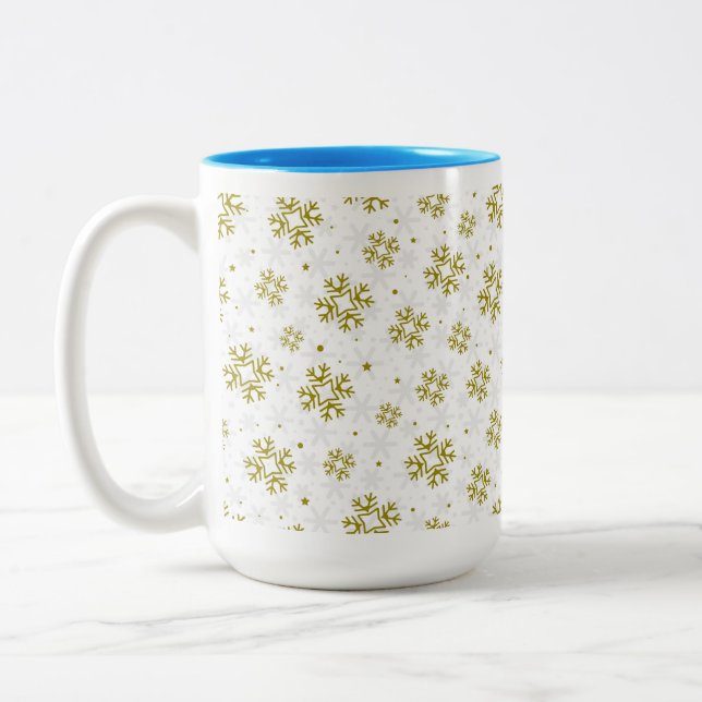 Tasse 2 Couleurs Elegant Gold Snowflake Winter Pattern (Gauche)