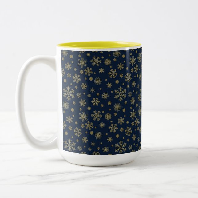 Tasse 2 Couleurs Elegant Gold Snowflake Winter Pattern (Gauche)