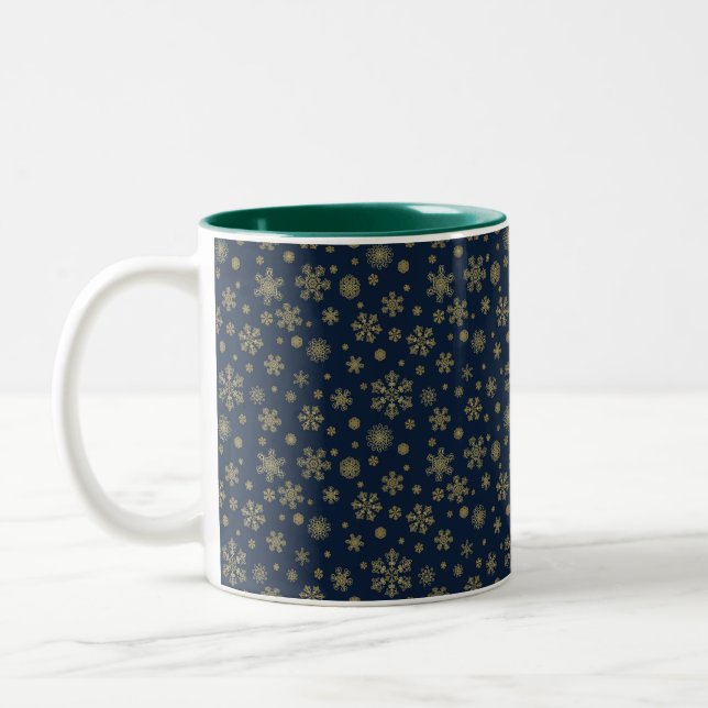 Tasse 2 Couleurs Elegant Gold Snowflake Winter Pattern (Gauche)