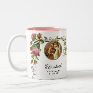 Tasse 2 Couleurs Élégant Mariage Fleurs Roses Demoiselles d'Honneur