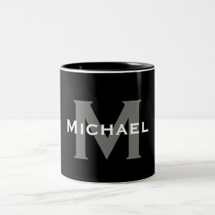 Tasse 2 Couleurs Élégant monogramme noir et blanc