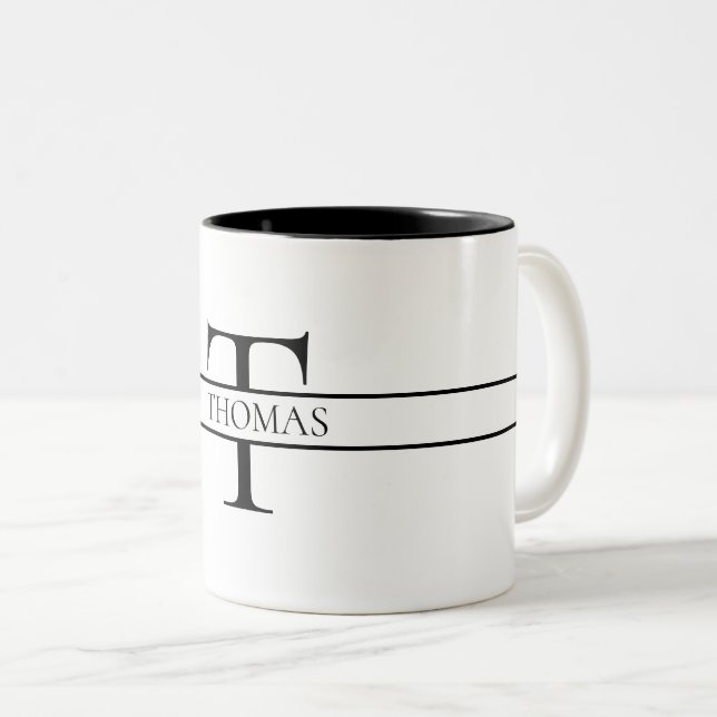 Tasse 2 Couleurs Élégant Monogramme Personnalisé Nom Personnalisé (Devant droit)