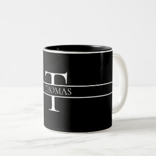 Tasse 2 Couleurs Élégant Monogramme Personnalisé Nom Personnalisé