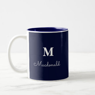 Tasse 2 Couleurs Élégant Monogramme Personnalisé Simple