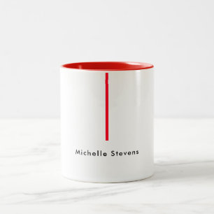 Tasse 2 Couleurs Élégant Simple Noir & Blanc Rouge Minimaliste