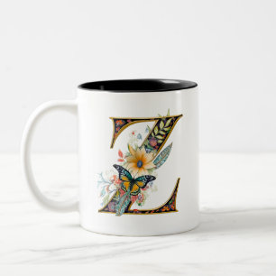 Tasse 2 Couleurs Élégante lettre bohème florale Z