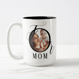 Tasse 2 Couleurs Élégante personnalisation 2-Photo, Maman Typograph