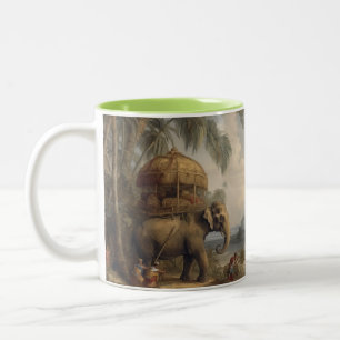 Tasse 2 Couleurs éléphant botanique vintage avec howdah aussi