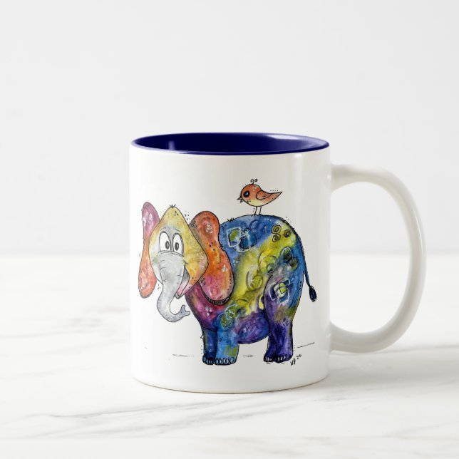 Tasse 2 Couleurs Eléphant couleur blanc mignon (Droit)