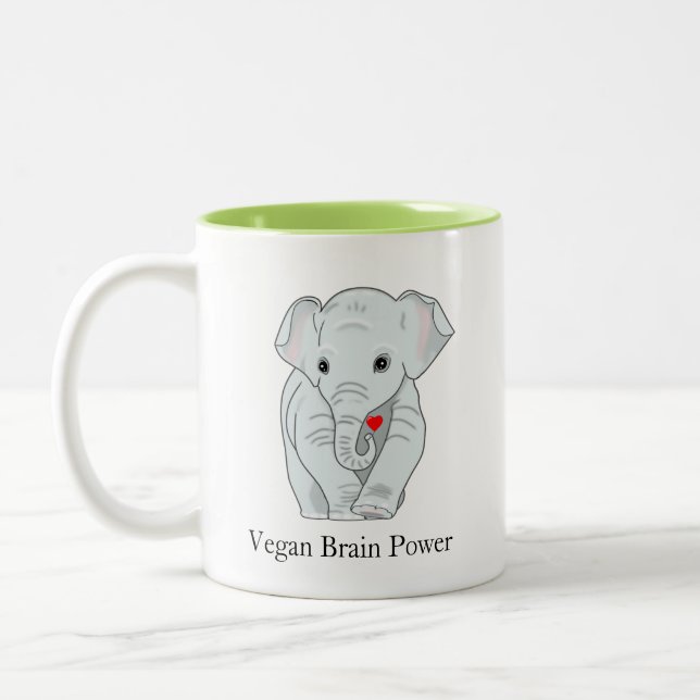 Tasse 2 Couleurs Eléphant de puissance du cerveau végétalien tenant (Gauche)