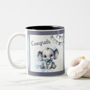 Tasse 2 Couleurs Éléphante Bleue Mignonne - Petit Cacahuète