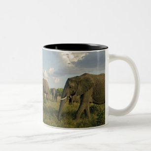 Tasse 2 Couleurs Eléphants africains, Loxodonta africana,