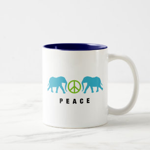 Tasse 2 Couleurs Eléphants avec paix