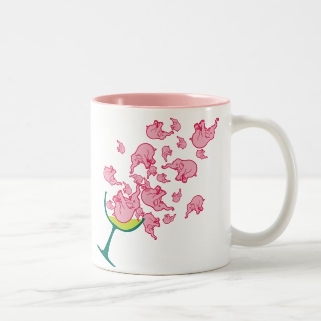 Tasse 2 Couleurs Éléphants roses (Droit)