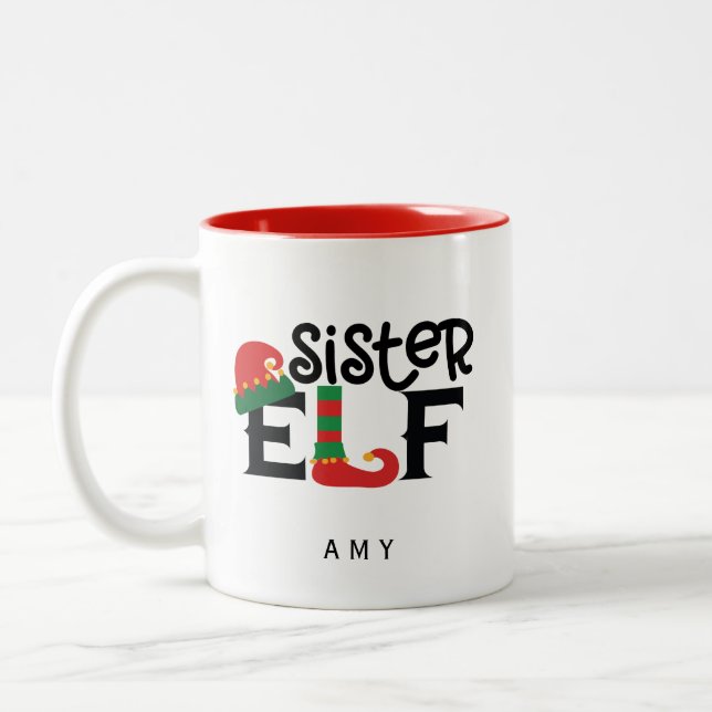 Tasse 2 Couleurs Elfe Soeur personnalisée (Gauche)