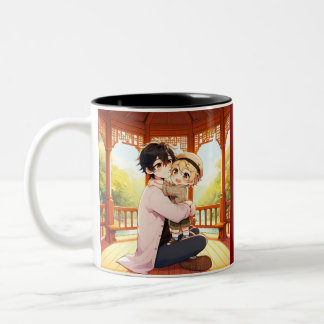 Tasse 2 Couleurs Embrassement de papa - Coeur de père et d’enfant M