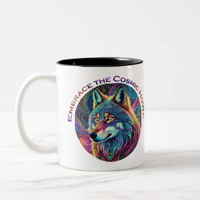 Tasse 2 Couleurs Embrassez le loup de Howl cosmique (Gauche)