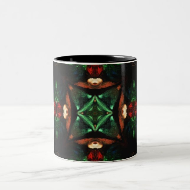 Tasse 2 Couleurs Emerald vert ambre magnifique art géométrique (Centre)