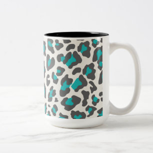 Tasse 2 Couleurs Empreinte de léopard Aqua, Gris, Blanc