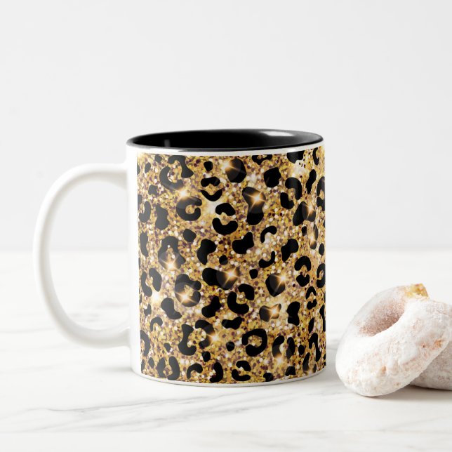 Tasse 2 Couleurs Empreinte de léopard noir (Avec donut)