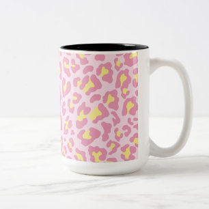 Tasse 2 Couleurs Empreinte de léopard rose et jaune
