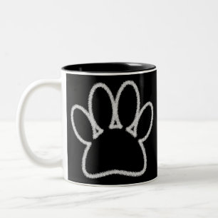 Tasse 2 Couleurs Empreinte de patte de chien de ligne Chalk blanc