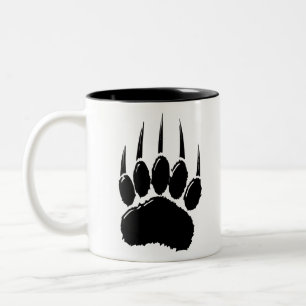 Tasse 2 Couleurs Empreinte de patte de l'ours noir brillant