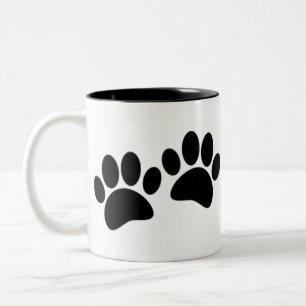Tasse 2 Couleurs Empreintes de pattes de marionnettes noires en car
