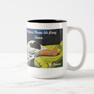 Tasse 2 Couleurs En Jésus, Nous Prions, Amen.