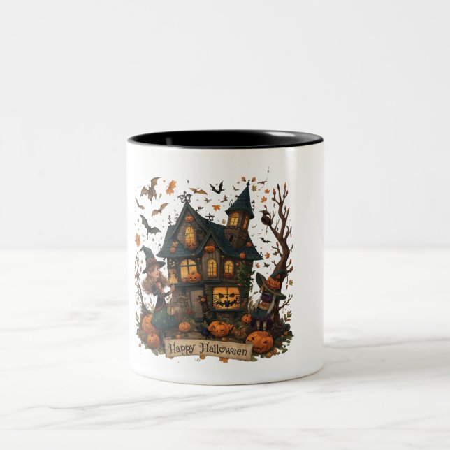 Tasse 2 Couleurs Enchanted Haunted House Halloween (Centre)