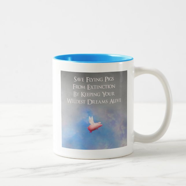 Tasse 2 Couleurs Enregistrer les porcs volants (Droit)
