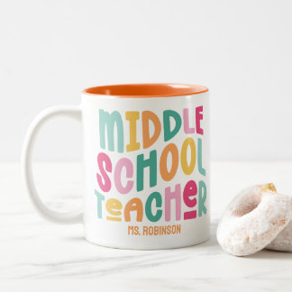 Tasse 2 Couleurs Enseignant au collège | Colorée Rétro