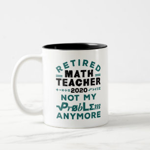 Tasse 2 Couleurs Enseignant des mathématiques à la retraite 2020 Pl
