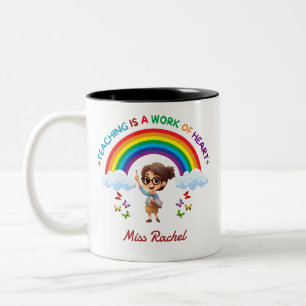 Tasse 2 Couleurs Enseigner est une œuvre du cœur Joli professeur ar
