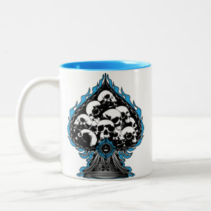 Tasse 2 Couleurs Épique de flammes bleues avec crânes