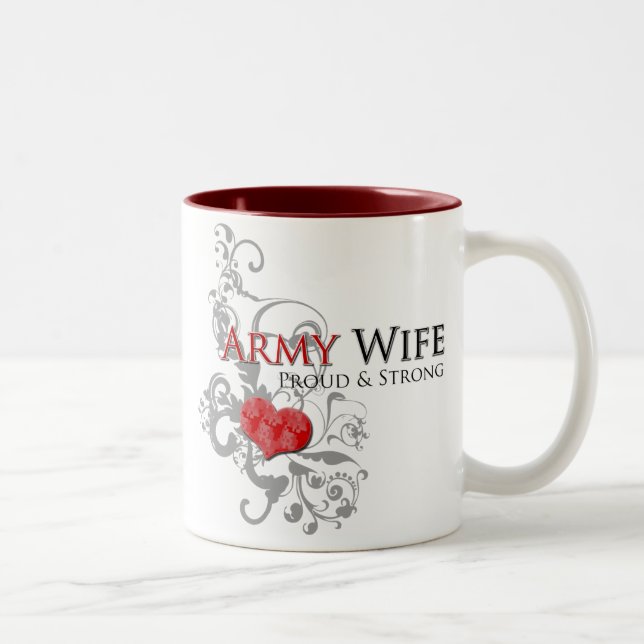 Tasse 2 Couleurs Épouse d'armée - fière et forte (Droit)