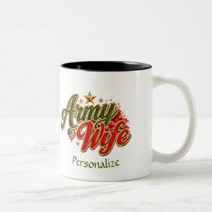 Tasse 2 Couleurs Épouse de l'armée patriotique Camo Rouge Cœur Fier