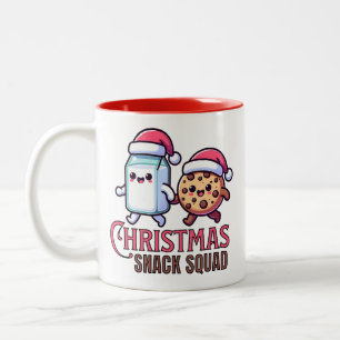 Tasse 2 Couleurs Équipe de collations de Noël Kawaii Lait et Biscui