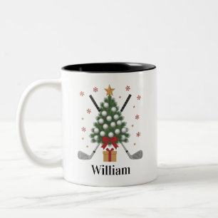 Tasse 2 Couleurs Équipement de golf personnalisé avec nom pour Noël