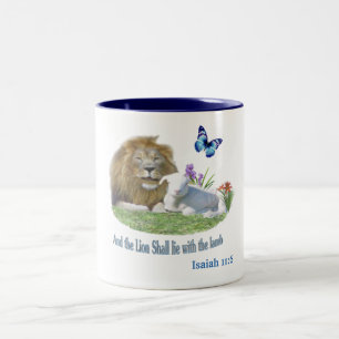 Tasse 2 Couleurs Ésaïe 11 : 6 Lion et agneau  