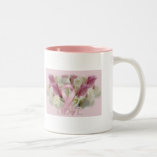 Tasse 2 Couleurs Espoir de cancer du sein (Droit)