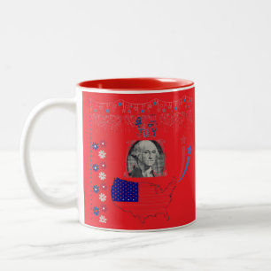 Tasse 2 Couleurs Esprit d'indépendance américaine rouge vif