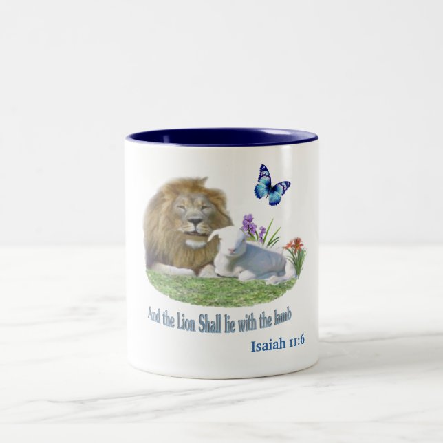 Tasse 2 Couleurs Et le Lion couchera avec l'Agneau (Centre)